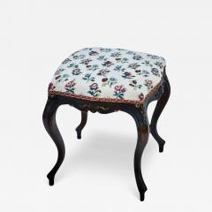 Antique Louis XV French Provincial Floral Upholstered Footstool Ottoman - 3629773
