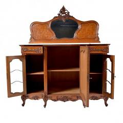 Antique Louis XV Oak Marble Top Sideboard Buffet Cabinet - 167229