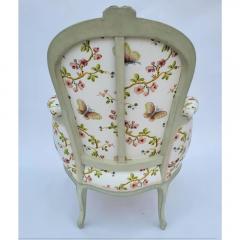 Antique Louis XV Style Bergere Arm Chair W Schumacker Strolling Butterflies - 3593972