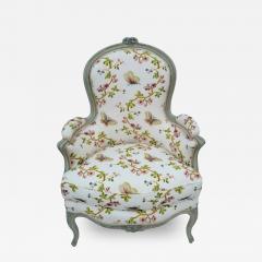 Antique Louis XV Style Bergere Arm Chair W Schumacker Strolling Butterflies - 3601529