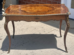 Antique Louis XV Style Bronze Mounted Satinwood Inlaid Writing Table - 3639570