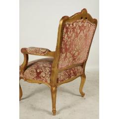 Antique Louis XV Style Giltwood Cut Velvet Fauteuil Arm Chair - 4299257
