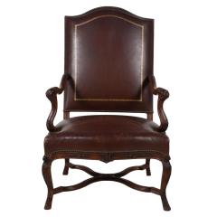 Antique Louis XV Style Leather Fauteuil Executive Desk Chair - 4488895