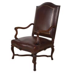 Antique Louis XV Style Leather Fauteuil Executive Desk Chair - 4488897