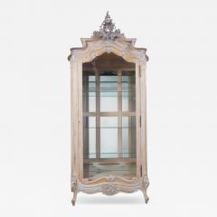 Antique Louis XV Style Limed Oak Vitrine Showcase Display Cabinet - 4589533