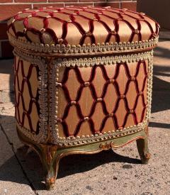 Antique Louis XV Style Upholstered Coal Skuttle Ottoman Footstool - 3856498