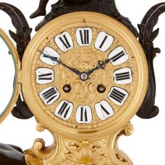 Antique Louis XV style patinated and gilt bronze clock - 3464147