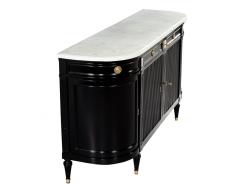 Antique Louis XVI Black Lacquered Marble Top Sideboard Buffet - 3796994