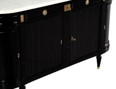 Antique Louis XVI Black Lacquered Marble Top Sideboard Buffet - 3796996