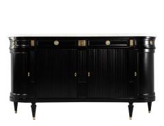 Antique Louis XVI Black Lacquered Marble Top Sideboard Buffet - 3796997