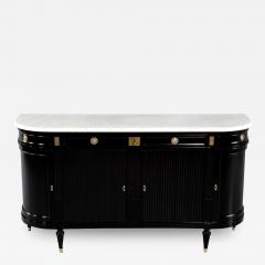 Antique Louis XVI Black Lacquered Marble Top Sideboard Buffet - 3798280