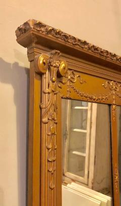 Antique Louis XVI Style Carved Gilt Wood over the Mantel or Console Mirror - 1294038