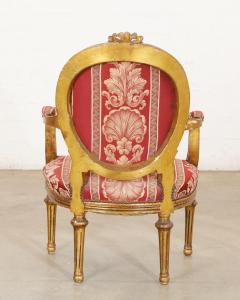 Antique Louis XVI Style Giltwood Upholstered Fauteuil Arm Chair - 2142186