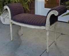 Antique Louis XVI Style Roll Arm Bench W Purple Striped Seat - 3919968