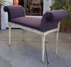 Antique Louis XVI Style Roll Arm Bench W Purple Striped Seat - 3919970