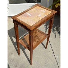 Antique Louis XVI Style Side Table W Sienna Marble Top - 4126226