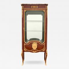 Antique Louis XVI style ormolu marble and parquetry vitrine - 3952443