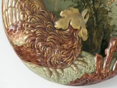 Antique Lun ville French Green Brown Gold Majolica Butterfly Wall Pocket Vase - 4208600