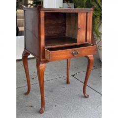 Antique Mahogany Queen Anne Nightstand Side Table Tambour Door - 3820591