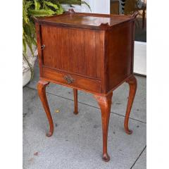 Antique Mahogany Queen Anne Nightstand Side Table Tambour Door - 3820592