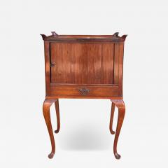 Antique Mahogany Queen Anne Nightstand Side Table Tambour Door - 3823986