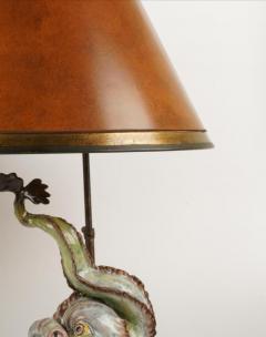 Antique Majolica Pottery Putti Dolphin Figurative Lamp W Custom Shade - 3368092