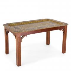 Antique Mamluk Revival Brass and Silver Inlaid Tray Table - 4706008