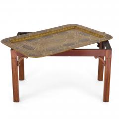 Antique Mamluk Revival Brass and Silver Inlaid Tray Table - 4706009