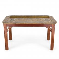 Antique Mamluk Revival Brass and Silver Inlaid Tray Table - 4708009