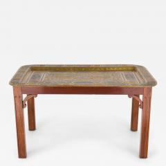 Antique Mamluk Revival Brass and Silver Inlaid Tray Table - 4708011