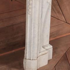 Antique Marble Fireplace Mantel French Rococo Style Pure White Marble C 1860 - 4316876