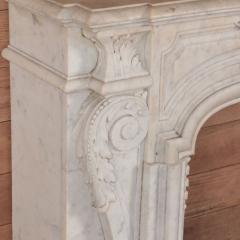 Antique Marble Fireplace Mantel French Rococo Style Pure White Marble C 1860 - 4316878