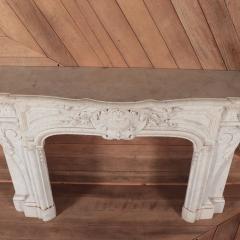 Antique Marble Fireplace Mantel French Rococo Style Pure White Marble C 1860 - 4316879