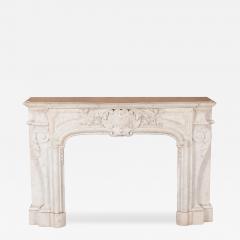 Antique Marble Fireplace Mantel French Rococo Style Pure White Marble C 1860 - 4319040