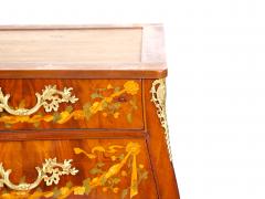 Antique Marble Top Floral Marquetry Inlaid Mahogany Commode Credenza - 3334535