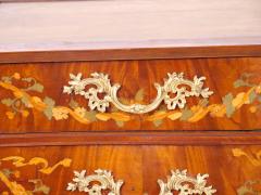 Antique Marble Top Floral Marquetry Inlaid Mahogany Commode Credenza - 3334545