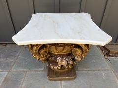 Antique Marble Top Gilt Wooden Architectural Corinthian Capital Table - 4748549