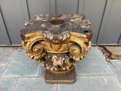Antique Marble Top Gilt Wooden Architectural Corinthian Capital Table - 4748550