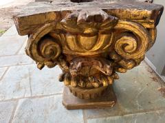 Antique Marble Top Gilt Wooden Architectural Corinthian Capital Table - 4748551
