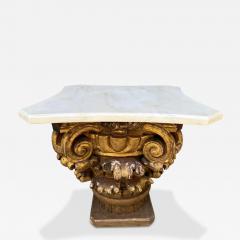 Antique Marble Top Gilt Wooden Architectural Corinthian Capital Table - 4750965