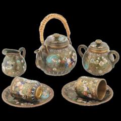 Antique Meiji Era Japanese Cloisonne Enamel Tea Set - 3901398