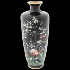 Antique Meiji Era Japanese Cloisonne Enamel Vase - 3901342