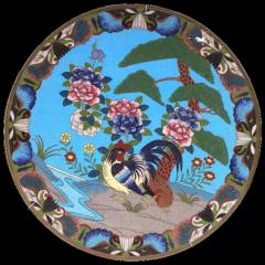 Antique Meiji Japanese Cloisonne Enamel Charger Plate - 3903711