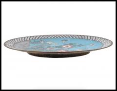 Antique Meiji Japanese Cloisonne Enamel Charger Plate Garden Afternoon - 3902063