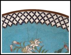 Antique Meiji Japanese Cloisonne Enamel Charger Plate Garden Afternoon - 3902162