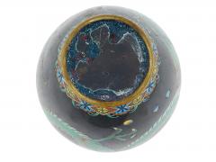 Antique Meiji Japanese Cloisonne Enamel Green Dragon Geometric Pattern Vase - 4155922