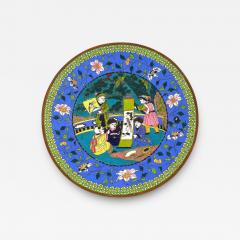 Antique Meiji Japanese Cloisonne Enamel Pink And Purple Plate With Children - 4159511