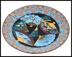 Antique Meiji Japanese Cloisonne Enamel Plate Insects and Seashells Fans - 3902108