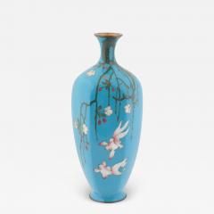 Antique Meiji Japanese Cloisonne Enamel Vase Goldfish Cherry Blossom Tree - 3909739