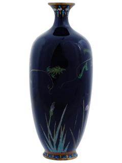 Antique Meiji Japanese Cloisonne Enamel Vase Wisteria Attributed To OTA Silver - 4096539